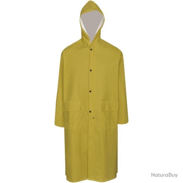Manteau de pluie long impermable rsistant  capuche jaune alsavelo