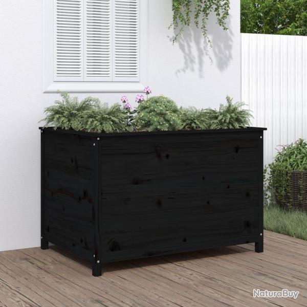 Lit surlev de jardin noir 119,5x82,5x78 cm bois de pin massif alsavelo