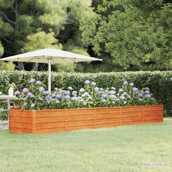 Lit surlev de jardin rouill 400x80x45 cm acier corten alsavelo