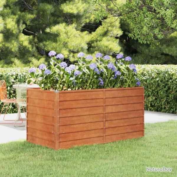 Lit surlev de jardin rouill 160x80x77 cm acier corten alsavelo