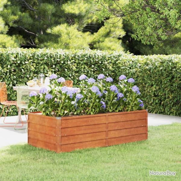 Lit surlev de jardin rouill 160x80x45 cm acier corten alsavelo