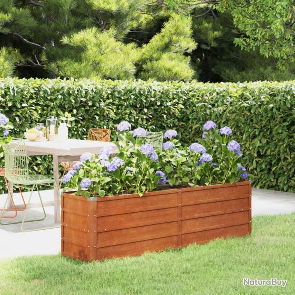 Lit surlev de jardin rouill 160x40x45 cm acier corten alsavelo