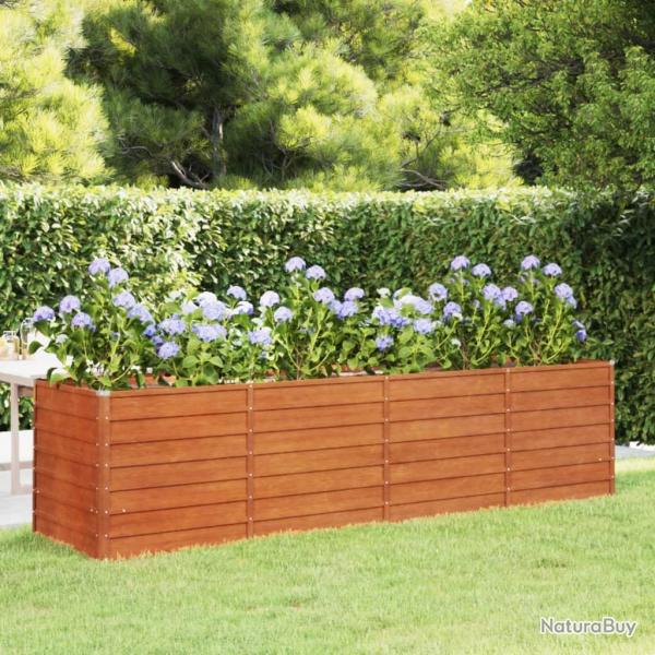 Lit surlev de jardin rouill 320x80x77 cm acier corten alsavelo