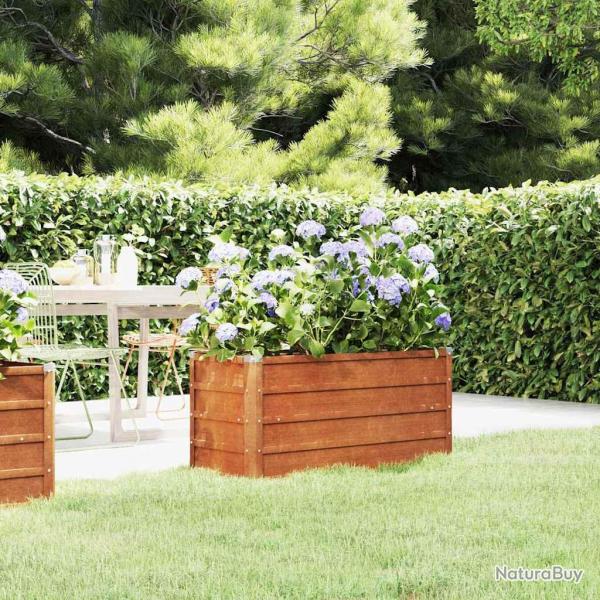 Lit surlev de jardin rouill 100x40x45 cm acier corten alsavelo