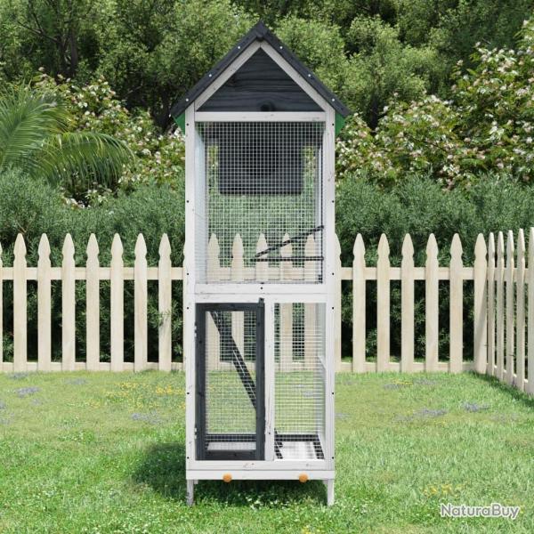 Maison  oiseaux gris 60x58,5x160 cm bois massif de pin alsavelo