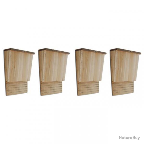 Maison pou chauve-souris 4 pcs 22 x 12 x 34 cm Bois