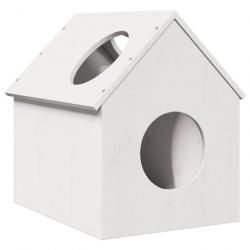 Maison pour chat blanc 41x50x50 cm bois de pin massif alsavelo