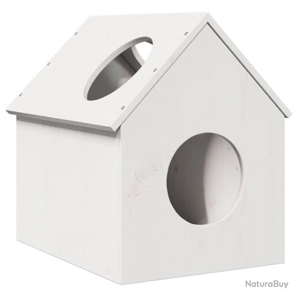 Maison pour chat blanc 41x50x50 cm bois de pin massif alsavelo