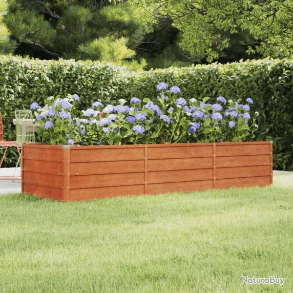 Lit surlev de jardin rouill 240x80x45 cm acier corten alsavelo