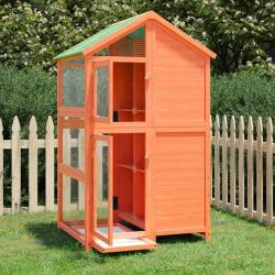 Maison à oiseaux marron 97x81x152 cm bois massif de pin alsavelo