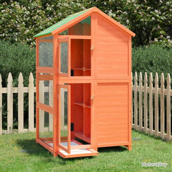 Maison  oiseaux marron 97x81x152 cm bois massif de pin alsavelo