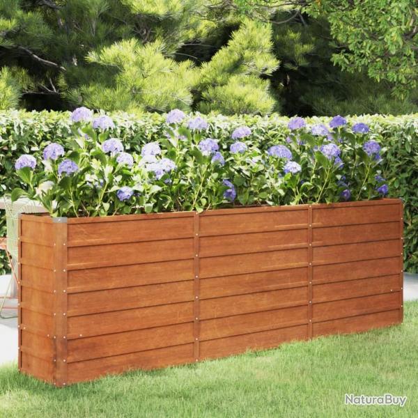 Lit surlev de jardin rouill 240x40x77 cm acier corten alsavelo