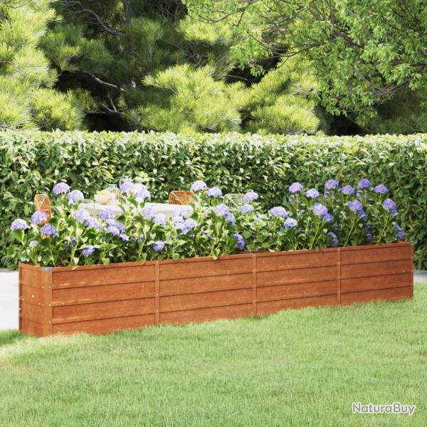 Lit surlev de jardin rouill 320x40x45 cm acier corten alsavelo