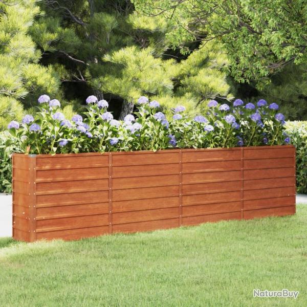 Lit surlev de jardin rouill 320x40x77 cm acier corten alsavelo