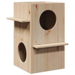 Maison pour chat 43x43x60 cm bois de pin massif alsavelo