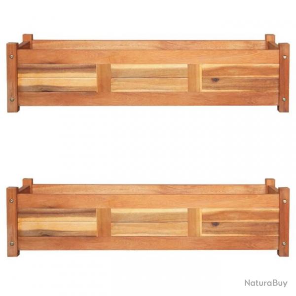 Lits surlevs de jardin 2 pcs Bois d'acacia 100x30x25 cm