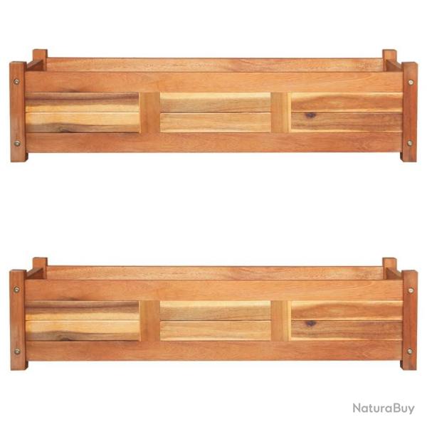 Lits surlevs de jardin 2 pcs Bois d'acacia 100x30x25 cm alsavelo