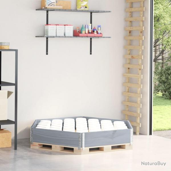 Lit surlev hexagonale gris 160x160 cm bois de pin massif alsavelo