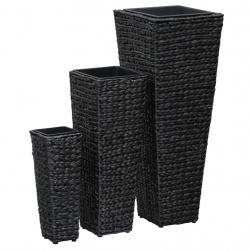 Lits surélevés 3 pcs Jacinthe d'eau Noir alsavelo