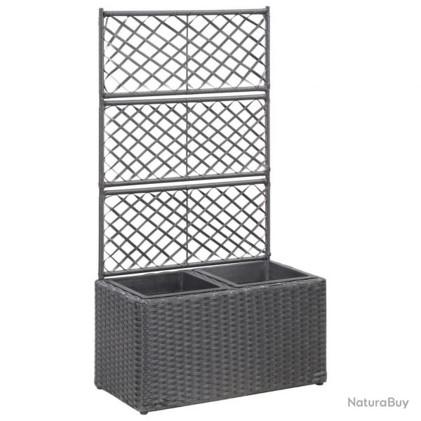 Lit surlev treillis 2 pots 58x30x107 cm Rsine tresse Marron alsavelo