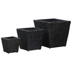 Lits sur&eacute;lev&eacute;s 3 pcs Jacinthe d'eau Noir alsavelo