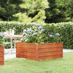 Lit surélevé de jardin rouillé 100x100x45 cm acier corten alsavelo
