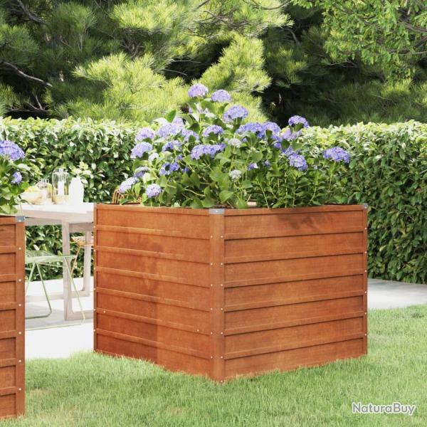 Lit surlev de jardin rouill 100x100x77 cm acier corten alsavelo