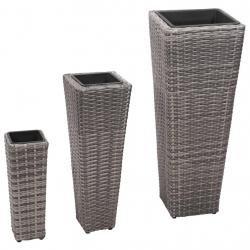 Lits surélevés de jardin 3 pcs Résine tressée Gris alsavelo