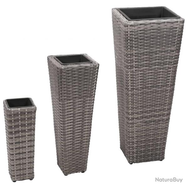 Lits surlevs de jardin 3 pcs Rsine tresse Gris alsavelo