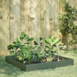 Lit surélevé de jardin vert olive 100x100x26 cm acier alsavelo