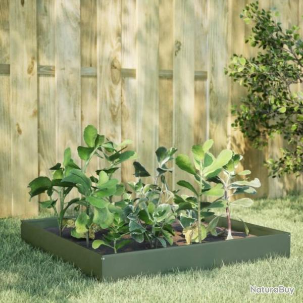 Lit surlev de jardin vert olive 100x100x26 cm acier alsavelo