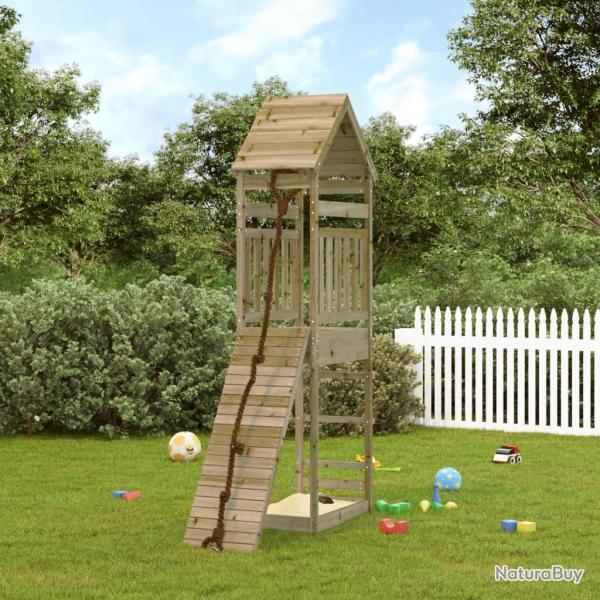 Maisonnette de jeu avec mur d'escalade bois de pin imprgn alsavelo