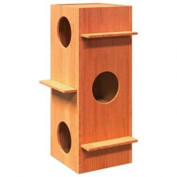 Maison pour chat cire marron 43x43x90 cm bois de pin massif alsavelo