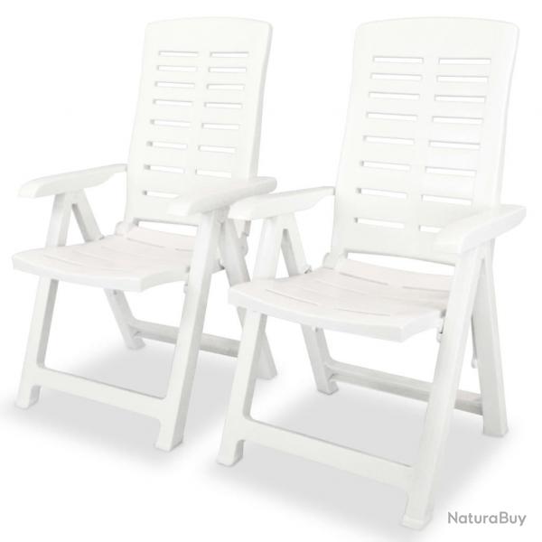 lot de 2 Chaises inclinables de jardin Plastique Blanc alsavelo