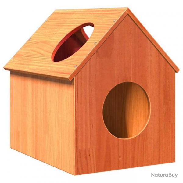 Maison pour chat cire marron 41x50x50 cm bois de pin massif alsavelo