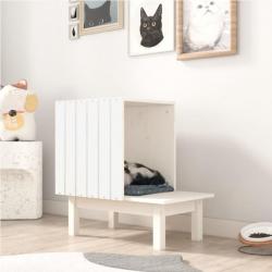 Maison pour chat Blanc 60x36x60 cm Bois de pin massif alsavelo