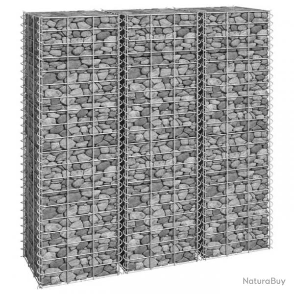 Lits surlevs en gabion 3 pcs 30x30x100 cm Fer alsavelo