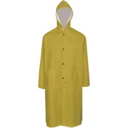 Manteau de pluie long imperméable résistant à capuche jaune XL alsavelo