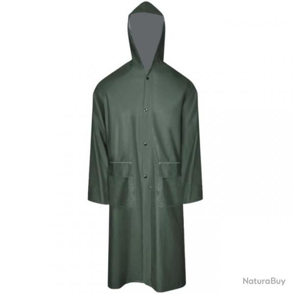 Manteau de pluie long impermable rsistant  capuche vert L alsavelo