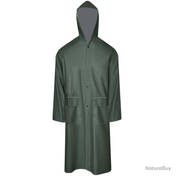 Manteau de pluie long impermable rsistant  capuche vert L alsavelo