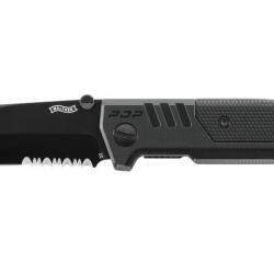 Couteau pliant walther pdp tanto folder black - partiellement crantee