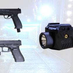 Lampe Vesta Defense C1 avec Laser intégré 500 Lumens compatible Glock 17 et autres plateformes