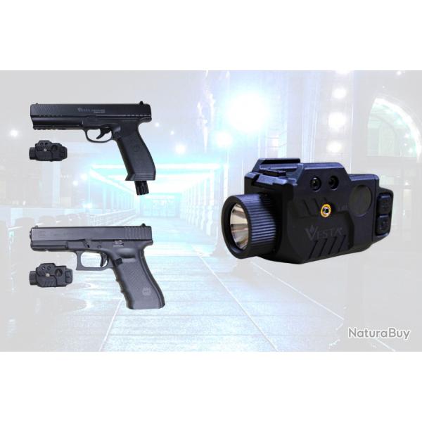 Lampe Vesta Defense C1 avec Laser intgr 500 Lumens compatible Glock 17 et autres plateformes