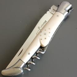 COUTEAU LAGUIOLE MAKI, THIERS, mouche forgée, manche IVOIRE, guilloché.