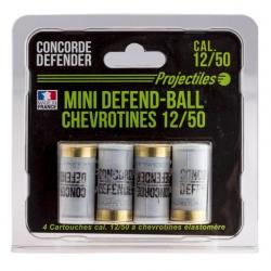 Cartouches CONCORDE DEFENDER cal.12/50 mini défend-ball chevrotine élastomère par 4