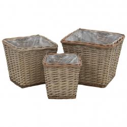 Lits surélevés 3 pcs Osier avec doublure en PE alsavelo