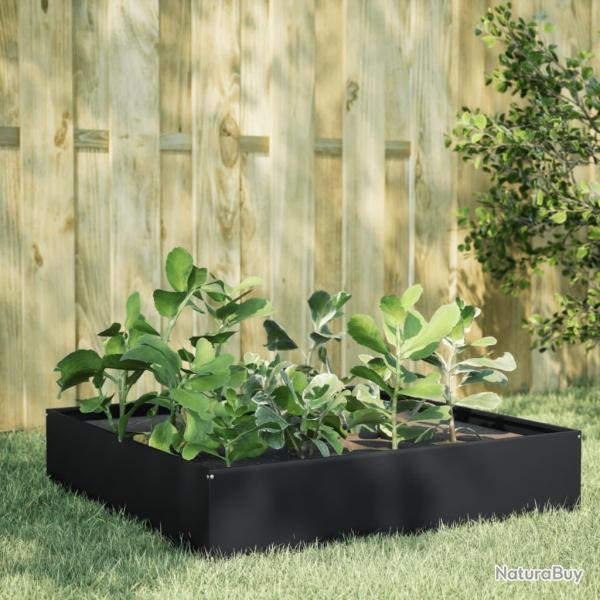 Lit surlev de jardin noir 100x100x33,5 cm acier alsavelo