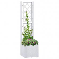 Lit surélevé de jardin et treillis et système d'arrosage Blanc alsavelo