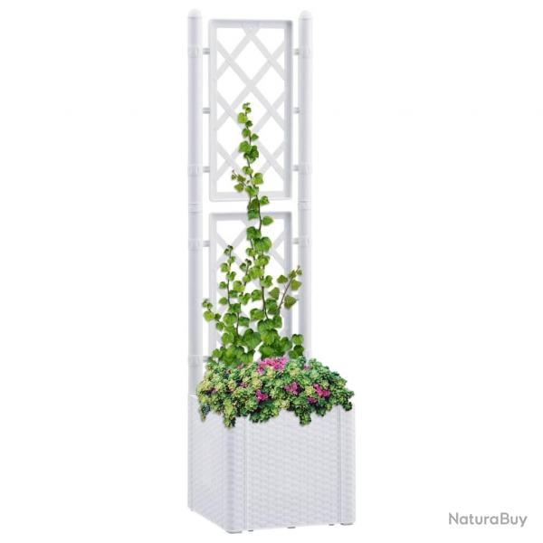 Lit surlev de jardin et treillis et systme d'arrosage Blanc alsavelo