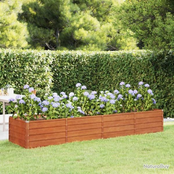 Lit surlev de jardin rouill 320x80x45 cm acier corten alsavelo